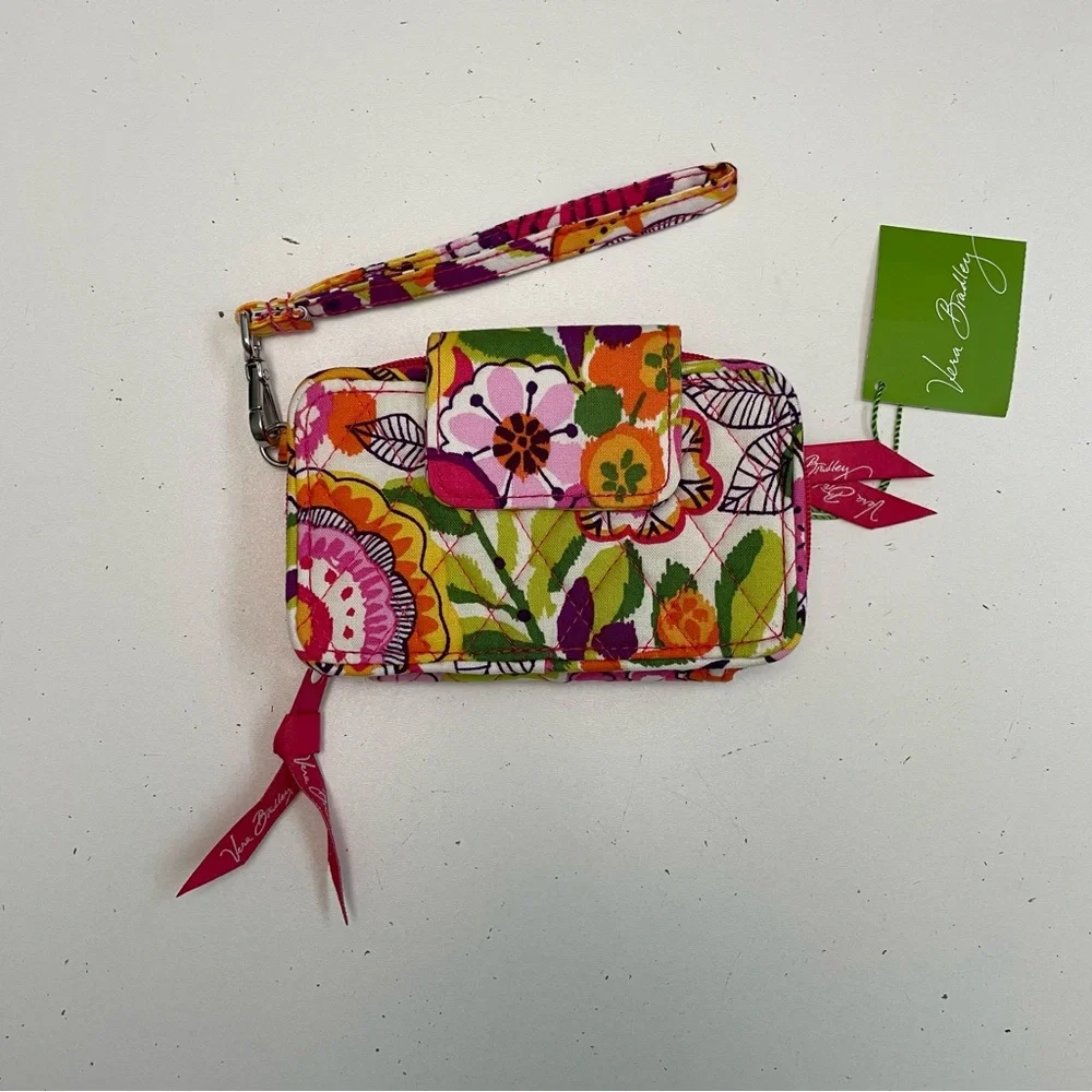 Vera Bradley Wrislet Wallet Clementine Floral ID Credit Card Cell Phone Pink